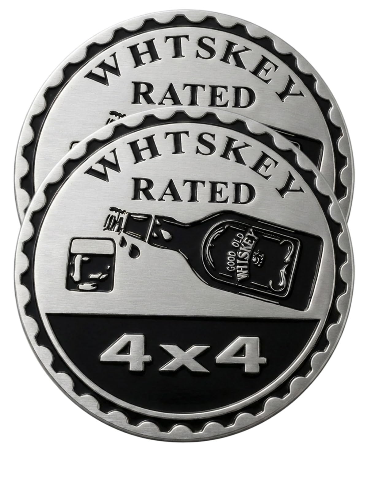 2 PCS Beer Rated Car Emblem 4 x 4 Metal Automotive Badge 3D Metal Car Badges Emblems Round Emblem Decals Car Badge Decals Stickers Compatible with Vehicles Trucks SUV RV Decorations(Beer)