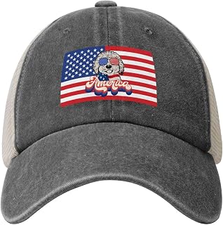 Patriotic American Flag Funny Dog 4th July 1776 2026 Mesh Denim Hat