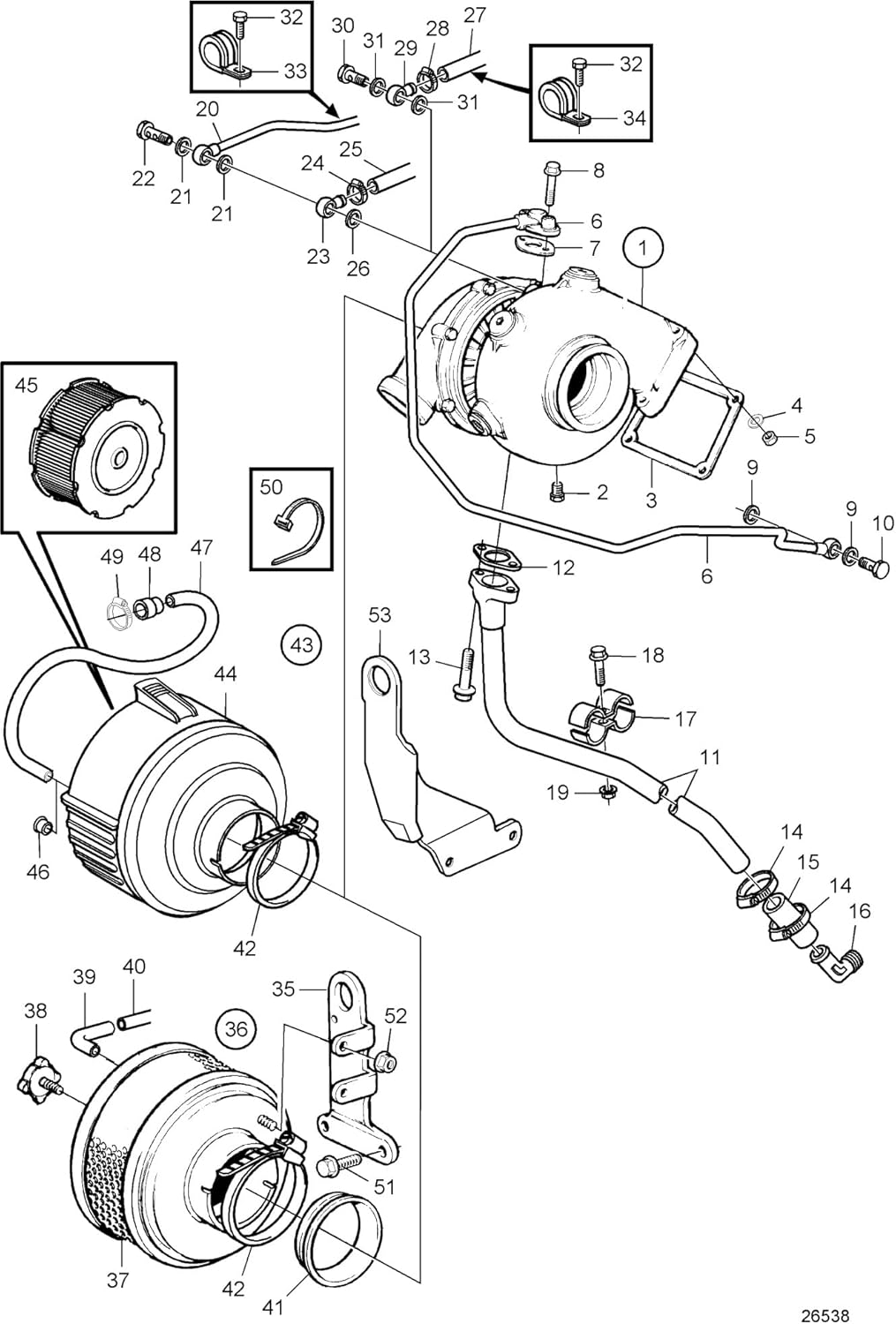 Air Filter Insert 3582358 for AD31 AD41 TAMD31 TAMD41 D3 D31 D41 TMD31 TMD41 Outdrive Motor Replacement 21646645