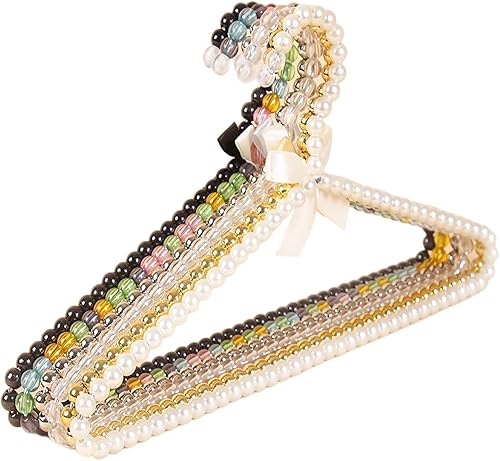 Miniatura 9 de Juego de 6 perchas de perlas para colgar ropa para bodas, damas de honor, para vestidos de boda, perchas estándar de perlas (negro, 6)