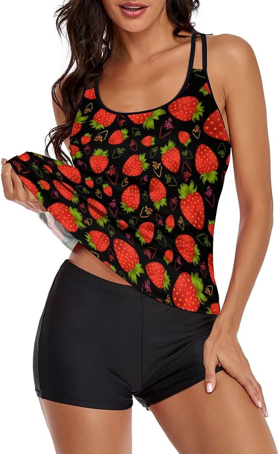 MSOKAZZLES Womens Tankini Swimsuits for Women Two Piece Tummy Control Bathing Suits Swim Tank Top with Boyshorts