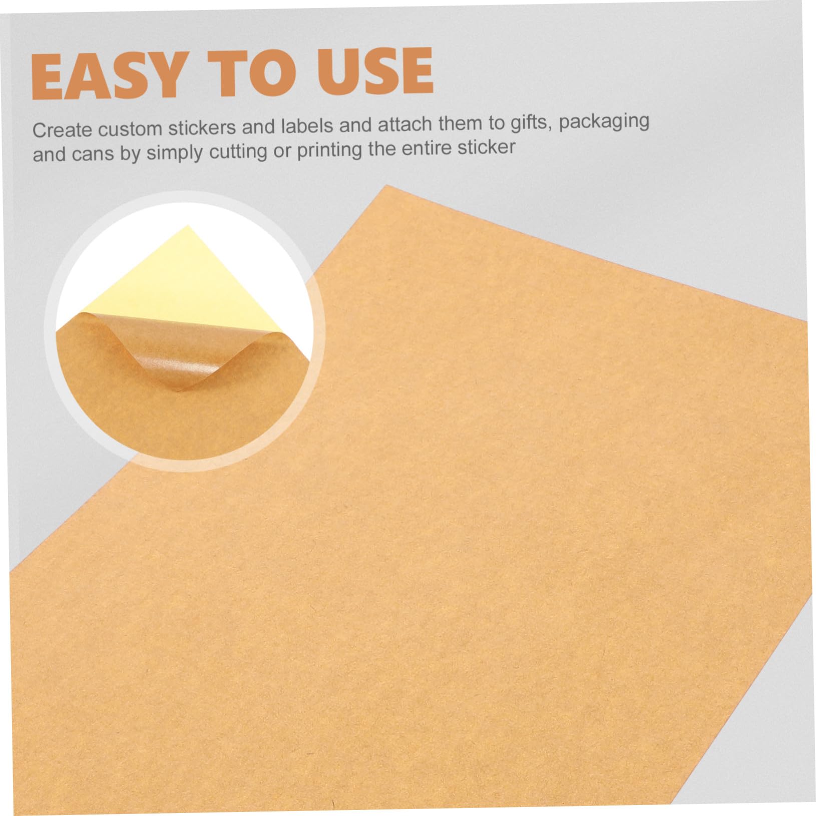 Papier Autocollant pour Étiquettes A4 en Papier Kraft, 100 Feuilles