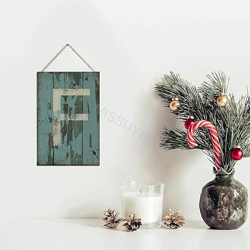 Vista 492 de Letrero colgante de madera con letra A, letrero de madera, decoración del hogar, 26 letras del alfabeto de metal, placa de madera, decoración