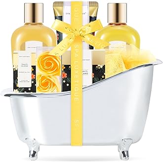 Spa Gifts Set, Spa Luxetique Spa Gift Baskets for Women, 8pcs Bath Set Includes Body Lotion, Bubble Bath, Bath Salt, Essential Oil