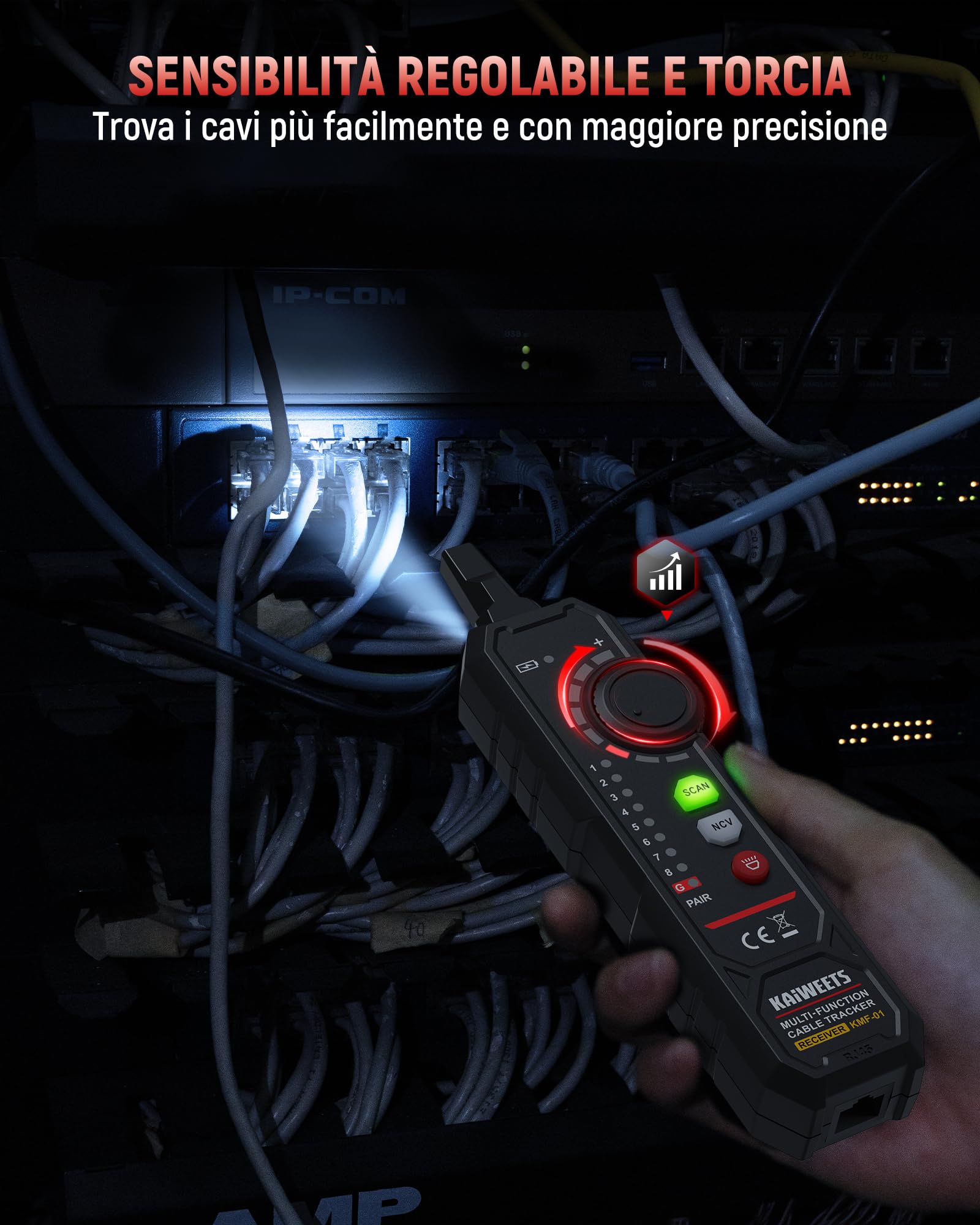 KAIWEETS Multimetro Digitale e Localizzatore di Cavi 3 in 1, Tester a Automatica Della Portata TRMS, Localizzatore di Cavi