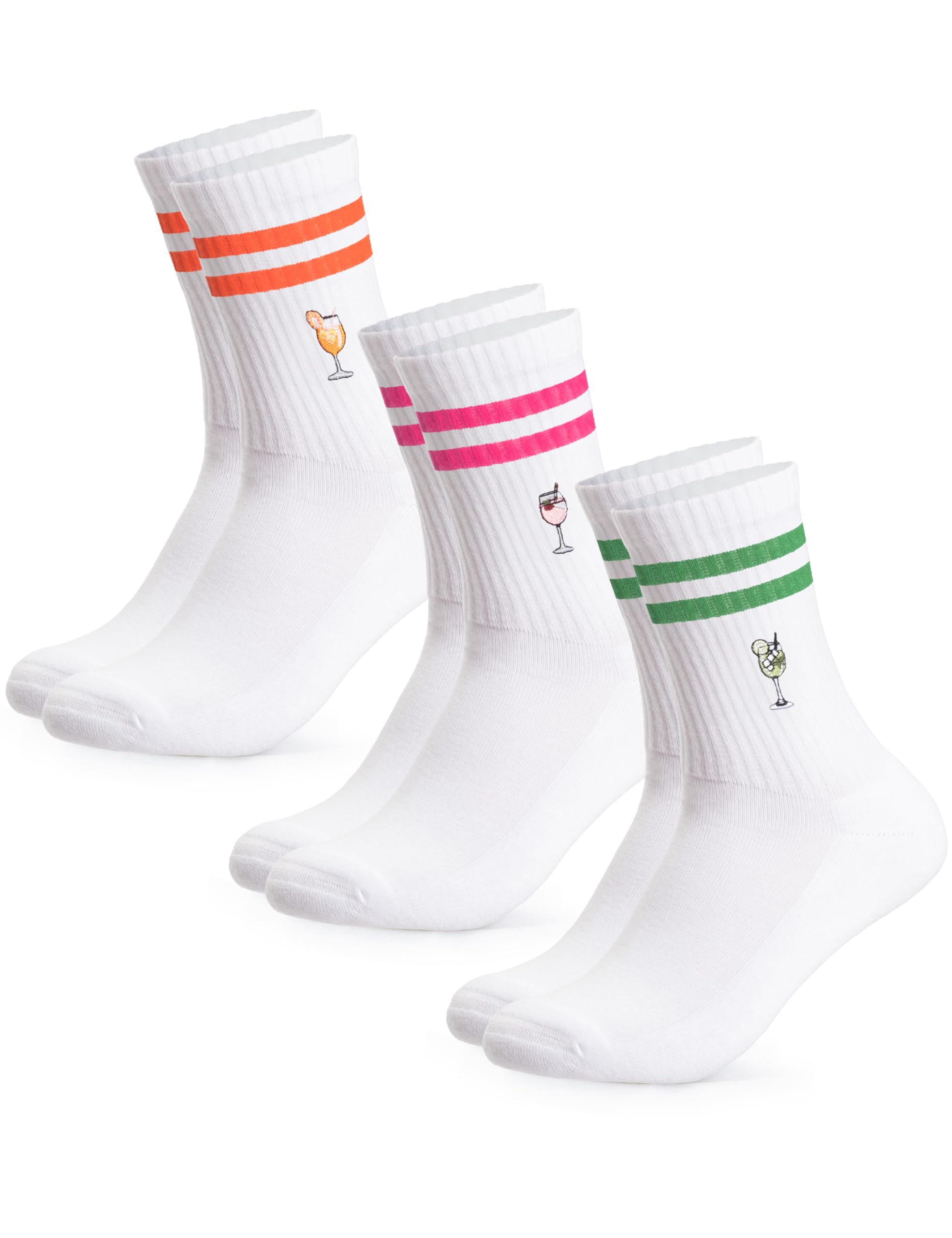 Occulto Damen & Herren Motiv Tennissocken mit Streifen 3er Pack (Modell: Summer), Statement Tennis Socken