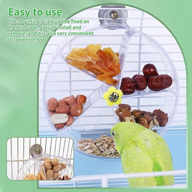Foto 6 de 8 de momgyaamz Juguete Loro, Acrílico Juguete Pájaros, Giratorio Loros Masticar Juguetes, Juguete Alimentación Loro