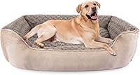 Vista 1 de JOEJOY - Cama rectangular para perro grande, mediano, pequeño, cachorro, sofá cama ortopédico lavable, suave, transpirable, duradera, calmante, Beige