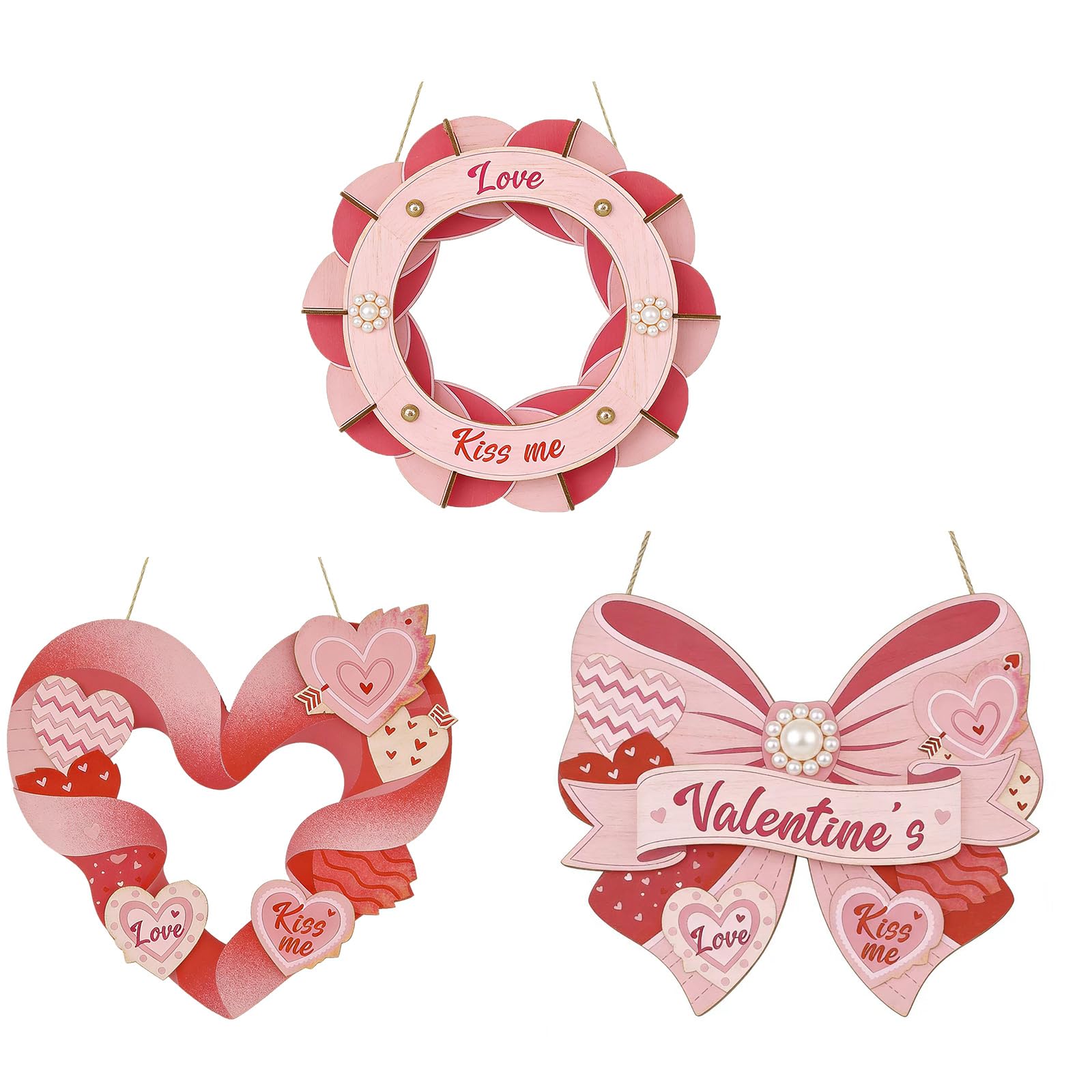 Xjdzineq Special Celebration Wooden Heart Wall Hangings Set of 3 Natural Timbers Upgrades for Associations Meaningful Home Additions Lover ' s Wooden Wall Deck
