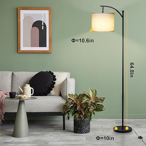 Miniatura 6 de Lámpara de pie para sala de estar, lámpara de pie regulable alta con pantalla de lino, lámparas de pie modernas con interruptor de pie para sala de