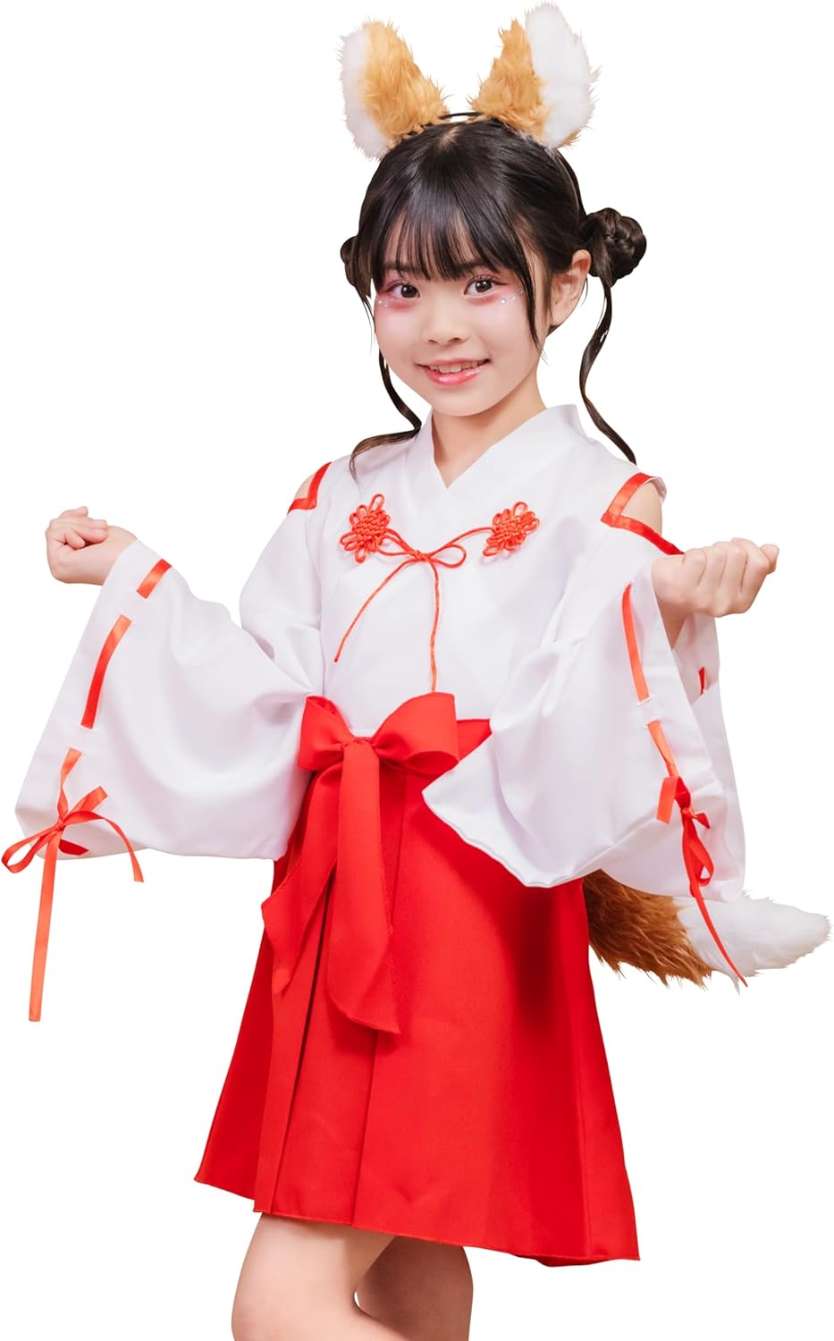 クリアストーン(Clearstone) コスプレ ハロウィン きつね巫女 キッズ ユニセックス 140cm レッド 巫女 クリアストーン(Clearstone) コスプレ ハロウィン きつね巫女 キッズ ユニセックス 140cm レッド