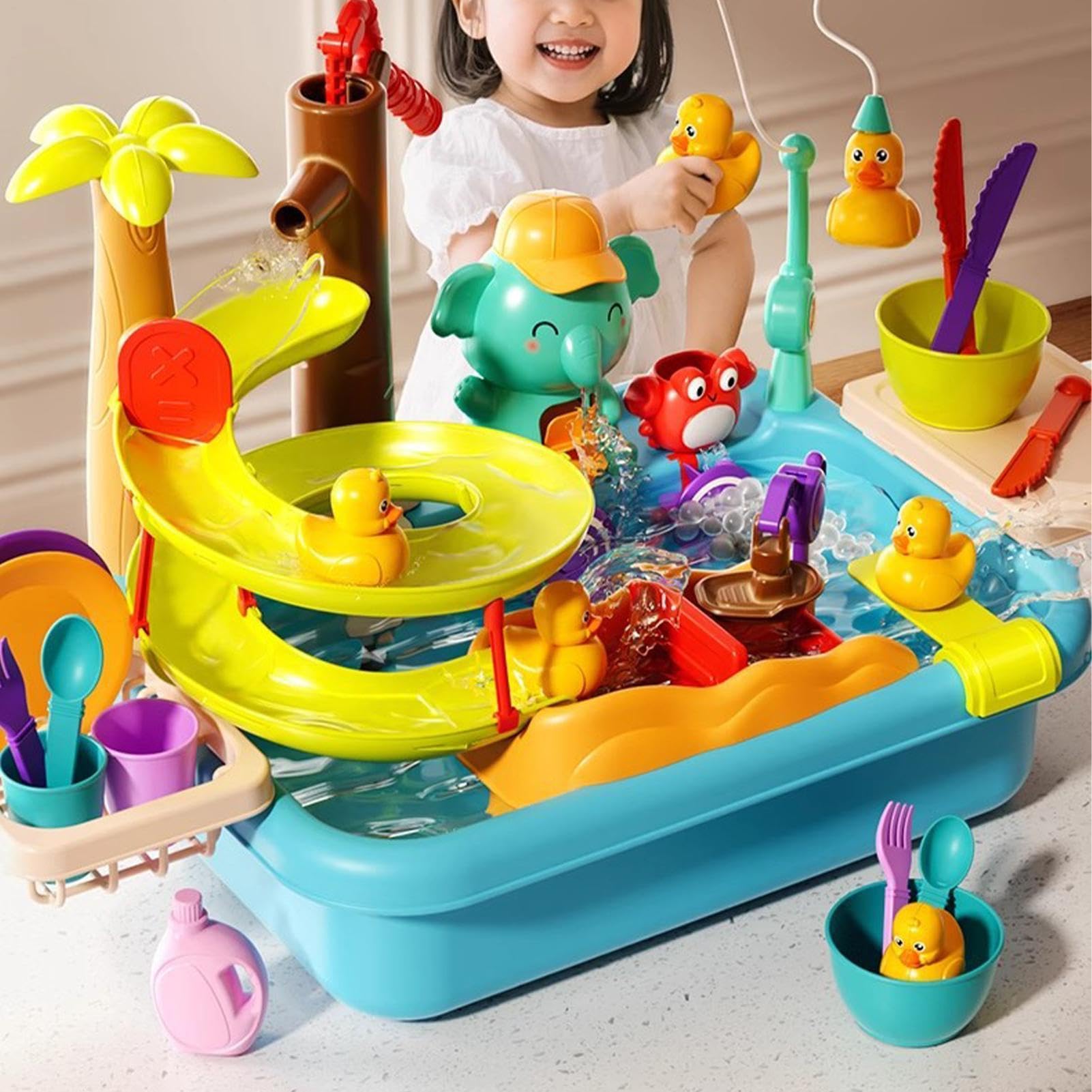 Generisch Spielwaschbecken mit fließendem Wasser Elektrischer | Wasserspieltisch zum Angeln, für Outdoor-Einsatz in Garten, Hof und , für und Mädchen