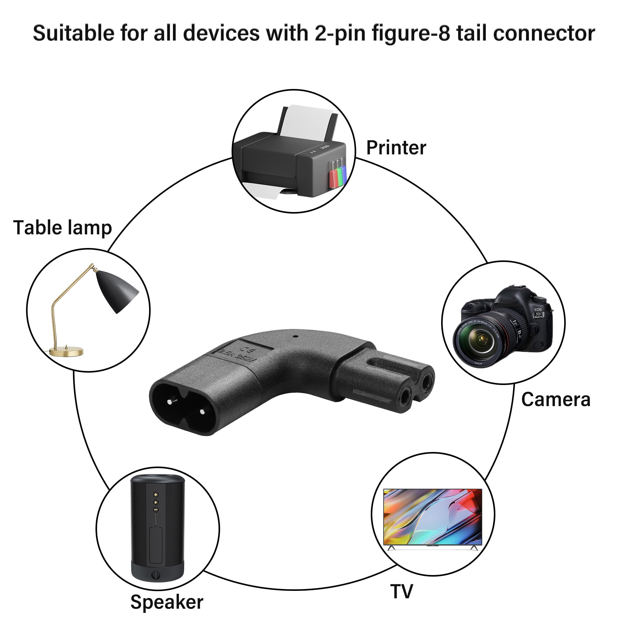 Amazon.com: JSADZKJ IEC 320 C8 to C7 Power Adapter 90 Degree Angle