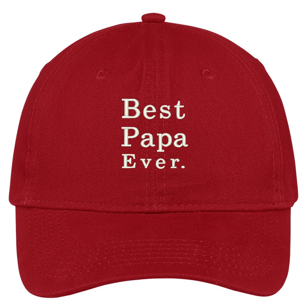 Trendy Apparel Shop Best Papa Ever Embroidered Low Profile Adjustable Cap Dad Hat - Red