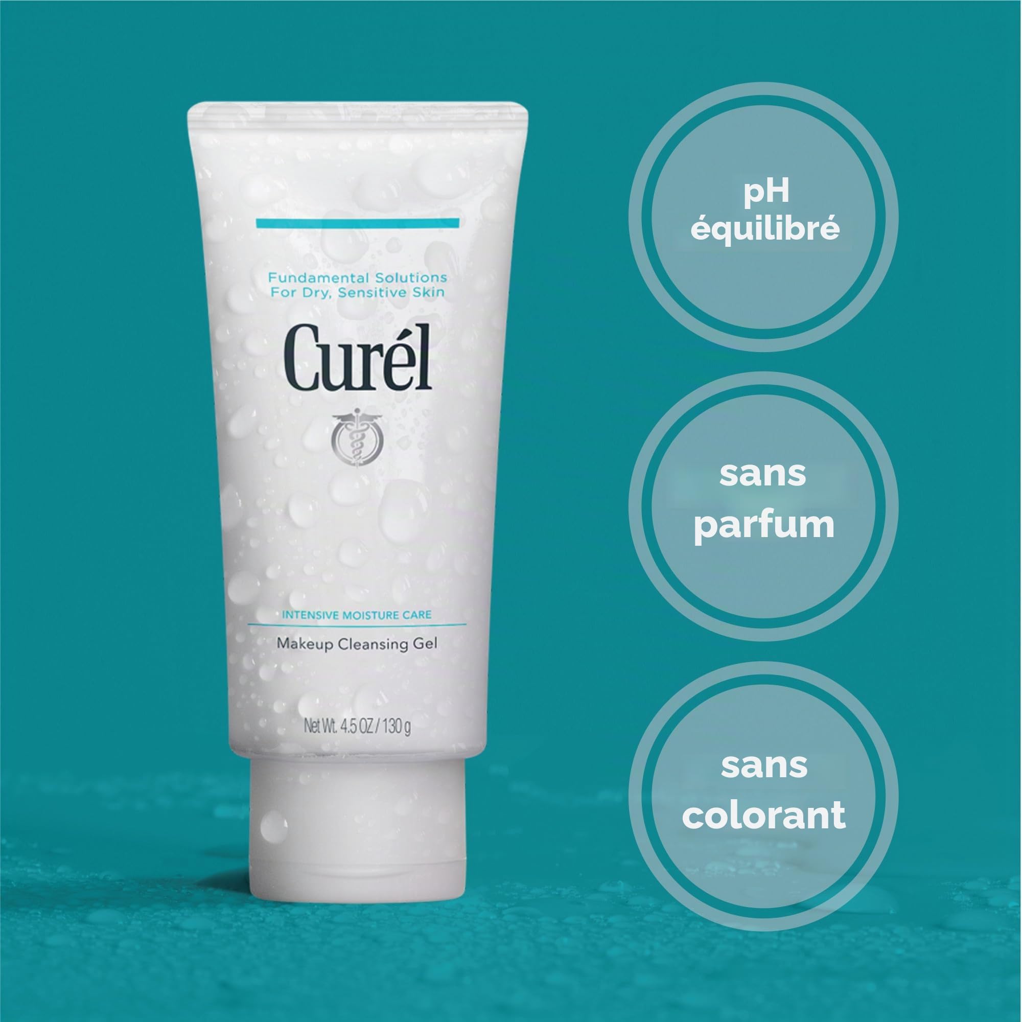 Curel Japanese Skin Care Gel nettoyant pour maquillage 133 ml | Élimine le maquillage imperméable, pour les peaux sèches sensibles, pH équilibré, sans parfum et sans alcool, étape 1 sur 2