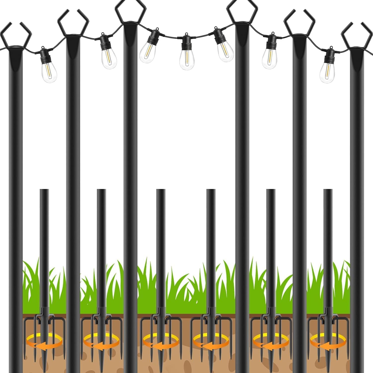 LETIANPAI 10Ft String Light Poles 6 Pack