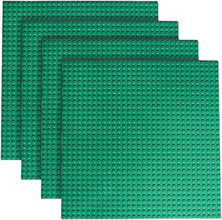 Double-Sided Baseplates for Building Bricks, Compatible with All Major Brands - Building Plates - 10" x 10" (32x32 Studs), Perfect Sheet for Tables, Stackable, Pack of 4 Green/White/Black/Tan (Green)