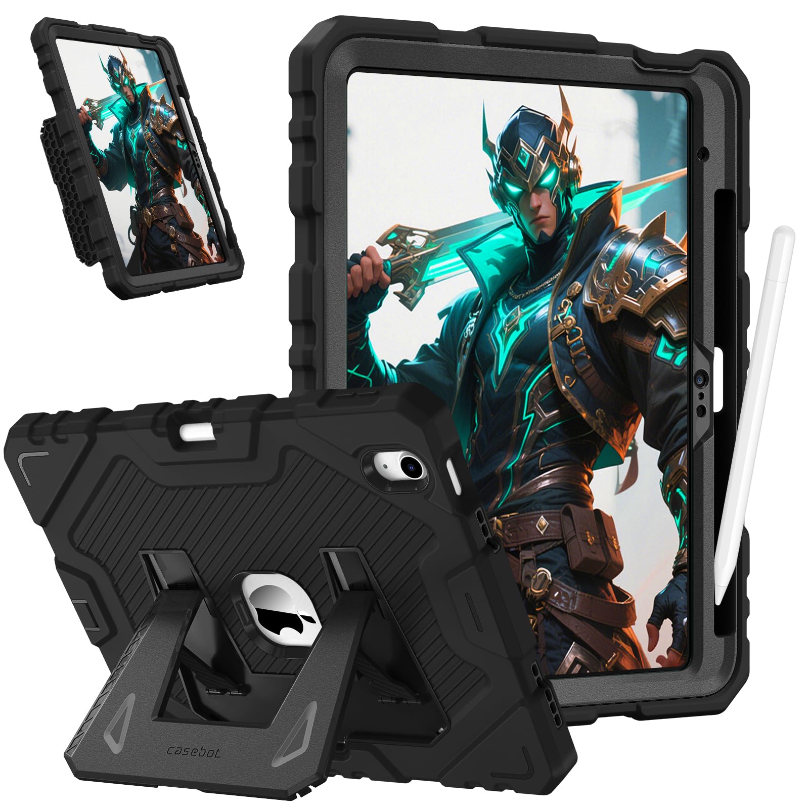 Fintie Kids Friendly Case for iPad (A16) 11th Generation 11 Inch (2025), iPad 10th Generation 10.9 Inch (2022), Fully-Body Rugged Heavy Duty Shockproof Protective Case with Kickstand, Black