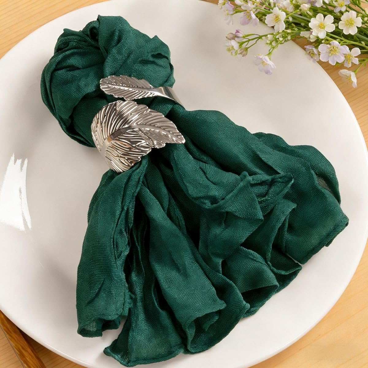 Cloth Napkins Set of 10 21"x21" Reusable Cheesecloth Napkins Emerald Green