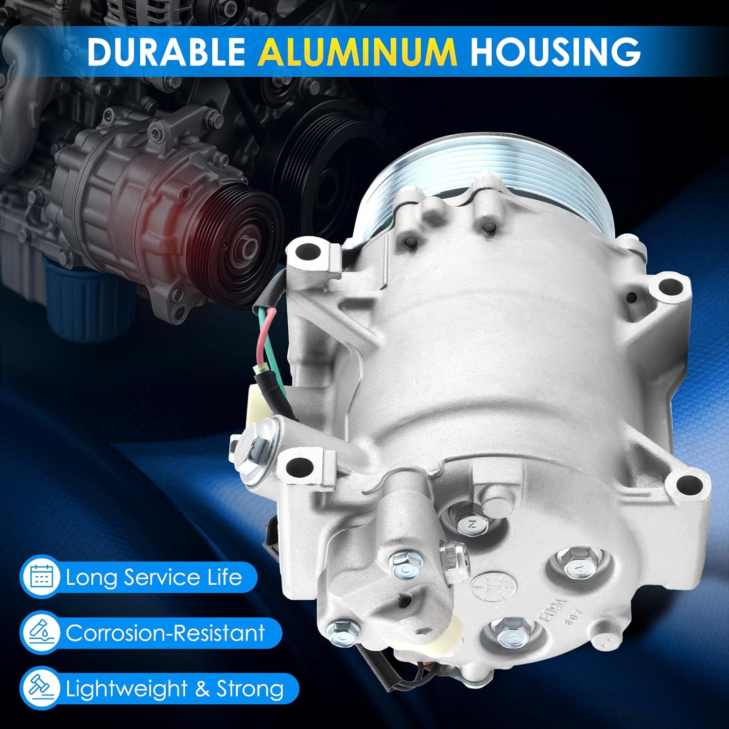 Car A/C Compressor Fit for ILX 13-15, for RDX 07-12, for Honda CRV 2.4L 07-14, Civic 12-15 Automotive Replacement AC Compressor 38810RWCA03 A/C Compressor for Car CO 4920AC