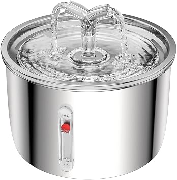 Cat Water Fountain Stainless Steel, 67oz/2L Pet Water Fountain Ultra Quiet Pump Cat Automatic Water Dispenser 3 Flow Modes for Inside Cats Small Dogs Puppies Multiple Pets Watering Supplies