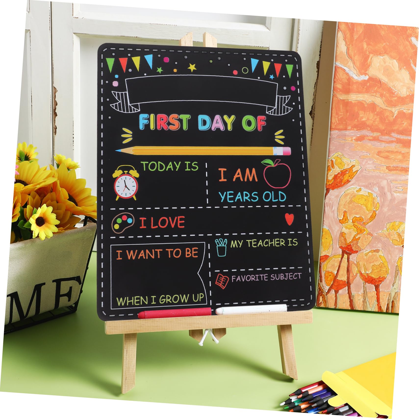 Housoutil 5 Pezzi Lavagna Doppia per Primo e Scuola Lavagnetta in Accessorio Riutilizzabile per Foto per Asilo Università Forniture Scolastiche Back To School