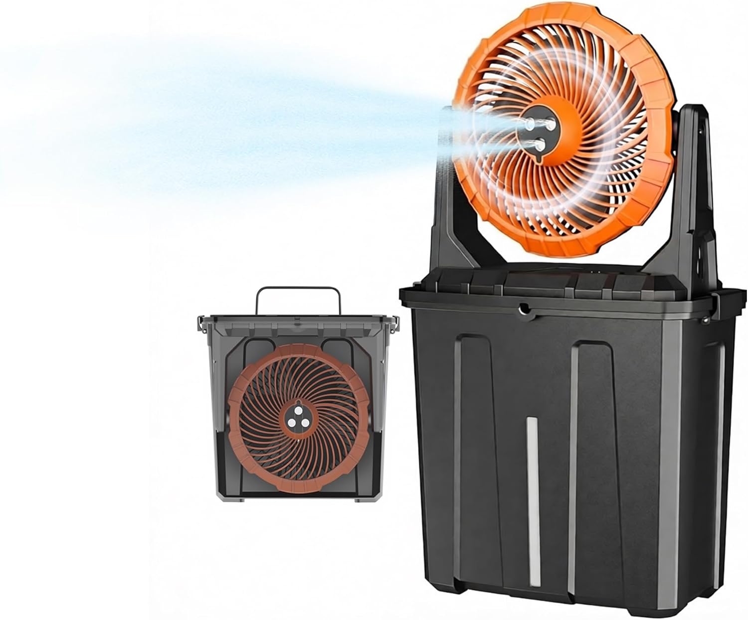Ausic 9L Portable Misting Fan, 10" 20000mAh Outdoor Fans for Patios, Rechargeable Battery Operated Fan, Bucket Mister Water Cooling Fan for Camping/Travel/Beach, 3 Large Spray Outlets