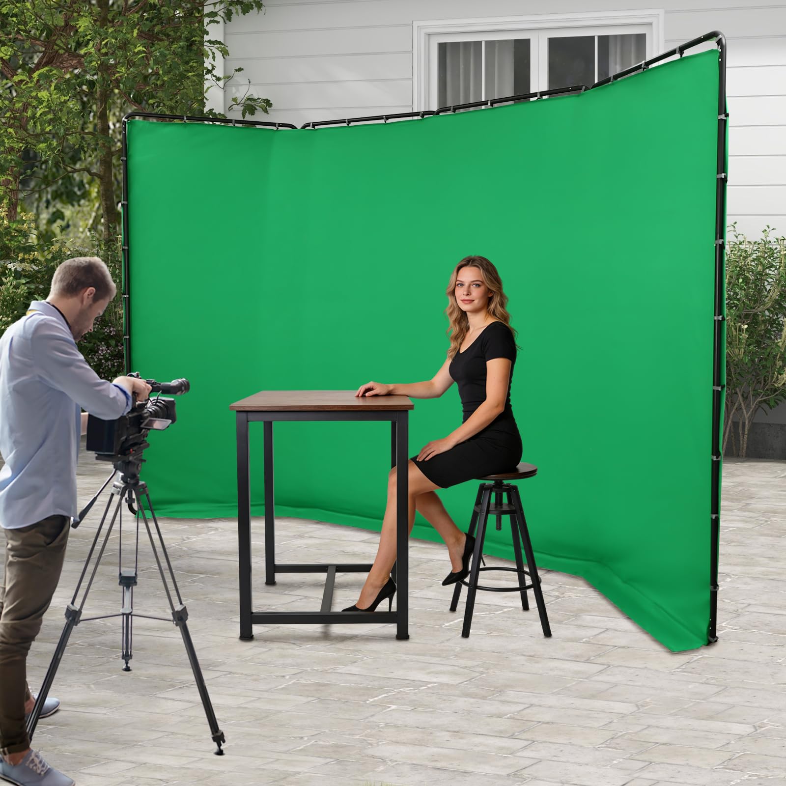 Set di supporto per sfondo fotografico, 4 x 2,4 m, con borsa per il trasporto, tela fotografica regolabile, portata 100 kg, sistema di sfondo verde per studio fotografico, fotografia di prodotti e