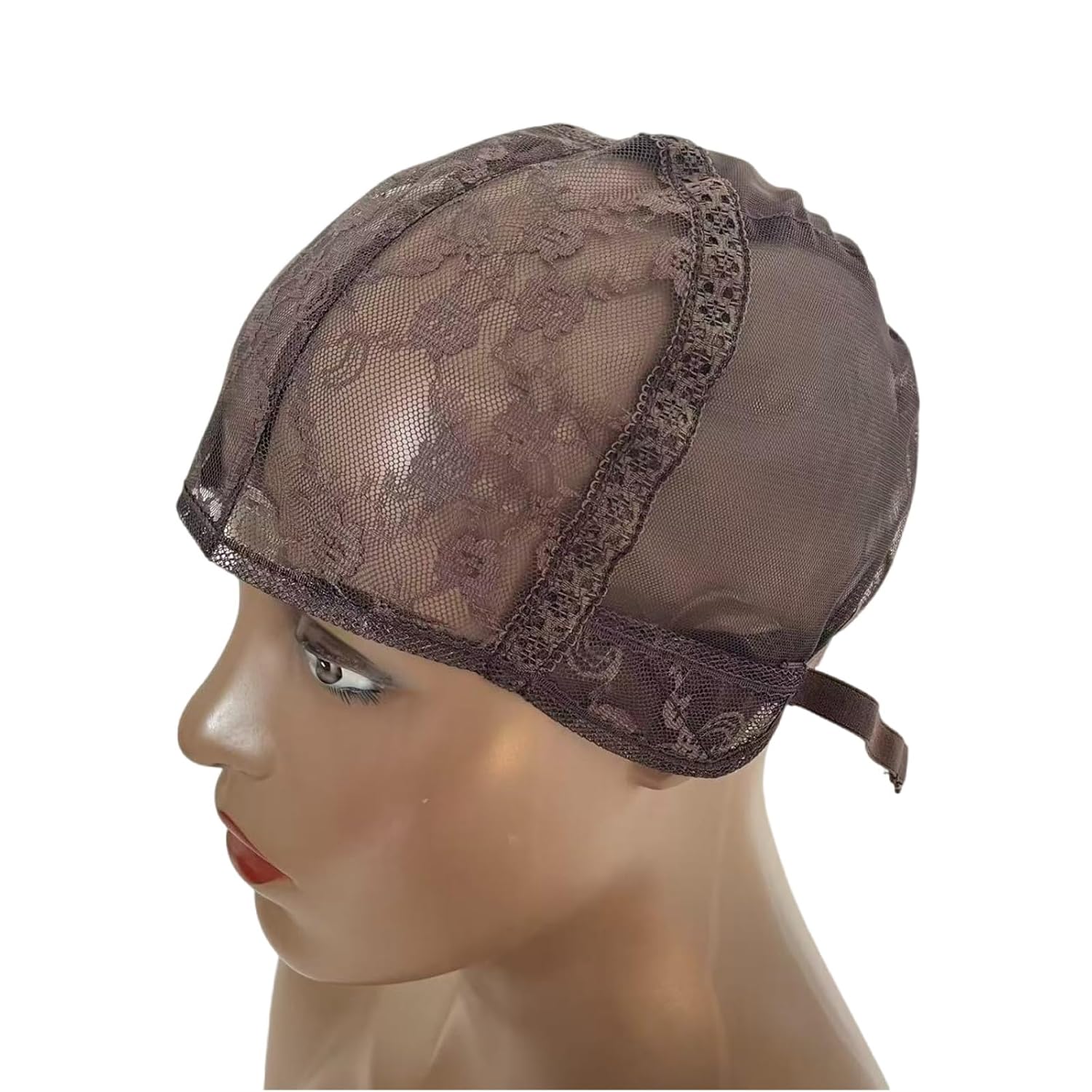 Wig Caps for Wig Making with Adjustable Straps On The Back Glueless Hairnets For Beginners Wig Making Hair Extensions Weft DIY（Brown，M）