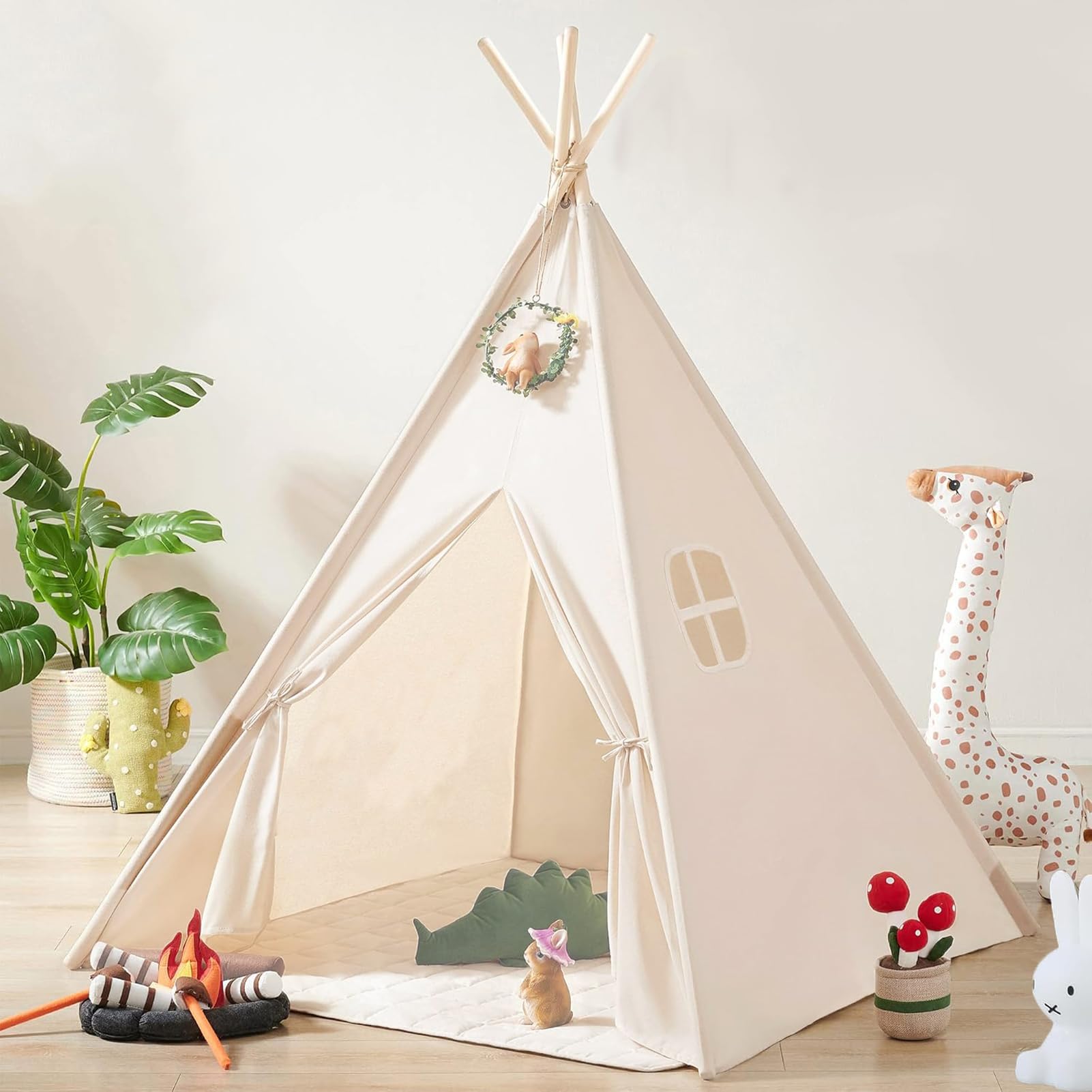 Teepee Tent for Kids, Play Tent Indoor Teepee Large Playhouse Children Boys and Girls Multifunction Picnic House Indoor Outdoor (Style 1)
