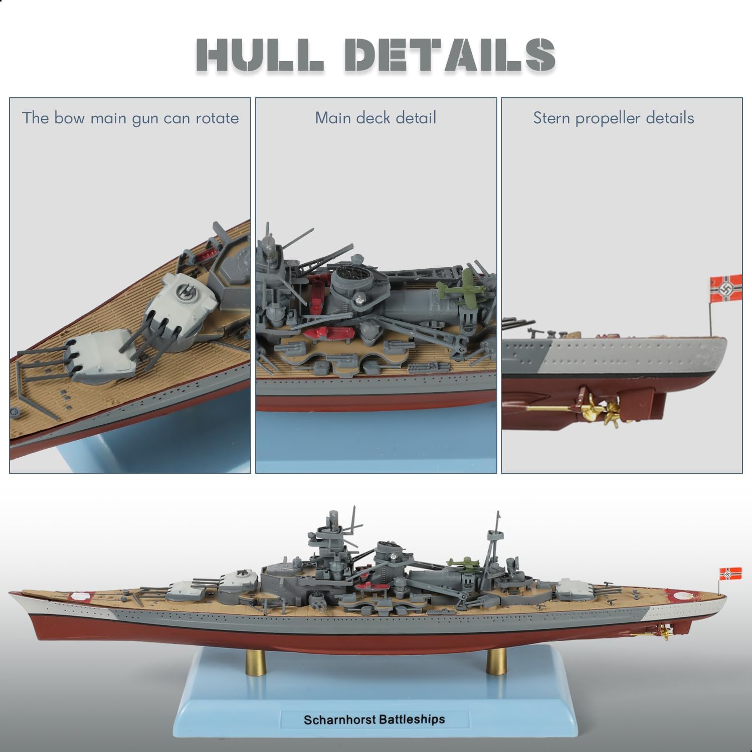 NUOTIE 1/1000 Cruiser Model Germany Schaan Cruiser with Waterscape High Precision Metal Pre-Built Ship Model Collection Display