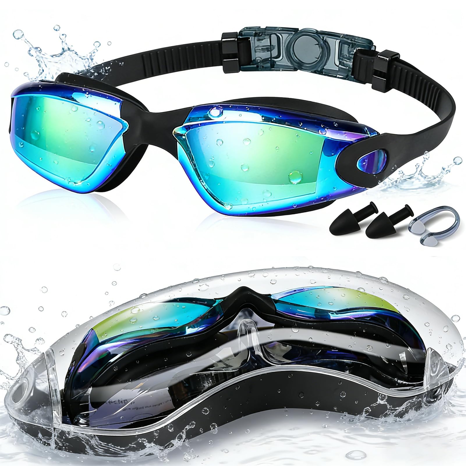 wiipara Schwimmbrille Unisex für Erwachsene, Taucherbrille für Herren und Damen, Profi Schwimmbrillen mit UV-Schutz, Antibeschlag, Anti-Leck, Klare Sicht, Swimming Goggles mit Weichen Nasenstegen