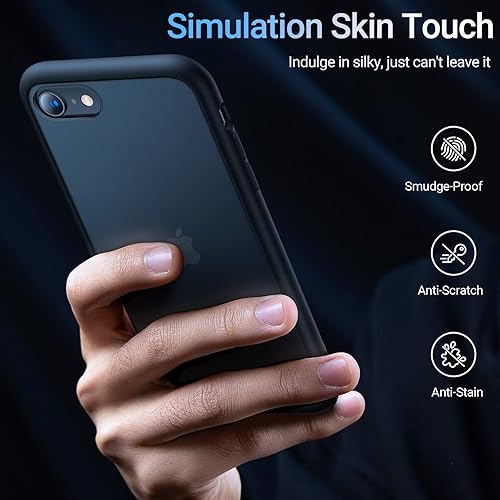 Miniatura 2 de TORRAS - Funda a prueba de golpes para iPhone SE 2022/iPhone SE 2020/iPhone 7, certificado de caída militar, parte trasera dura, semitransparente,