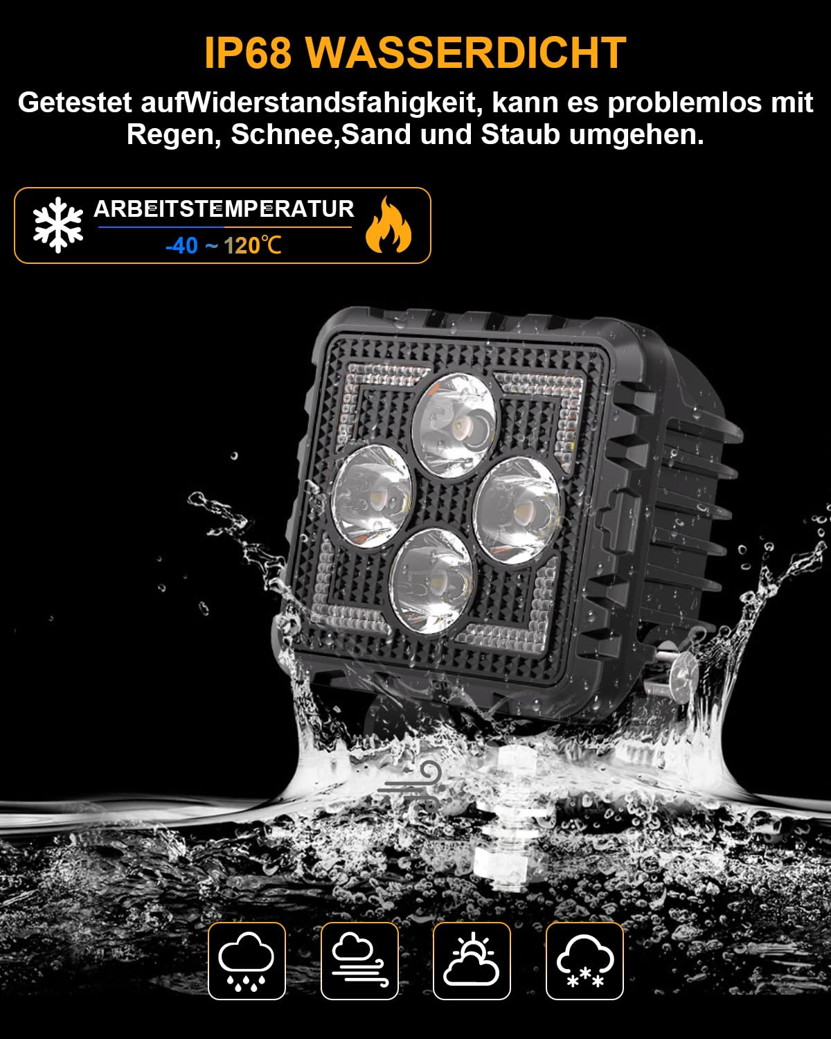 antom 2 Stück LED Arbeitsscheinwerfer 28000 Lumen 3000K/6500K Zusatzscheinwerfer 12v 24V IP68 mit hochwertigem LED-Chip Scheinwerfer für SUV, UTV, Bagger Traktoren ATV Offroad