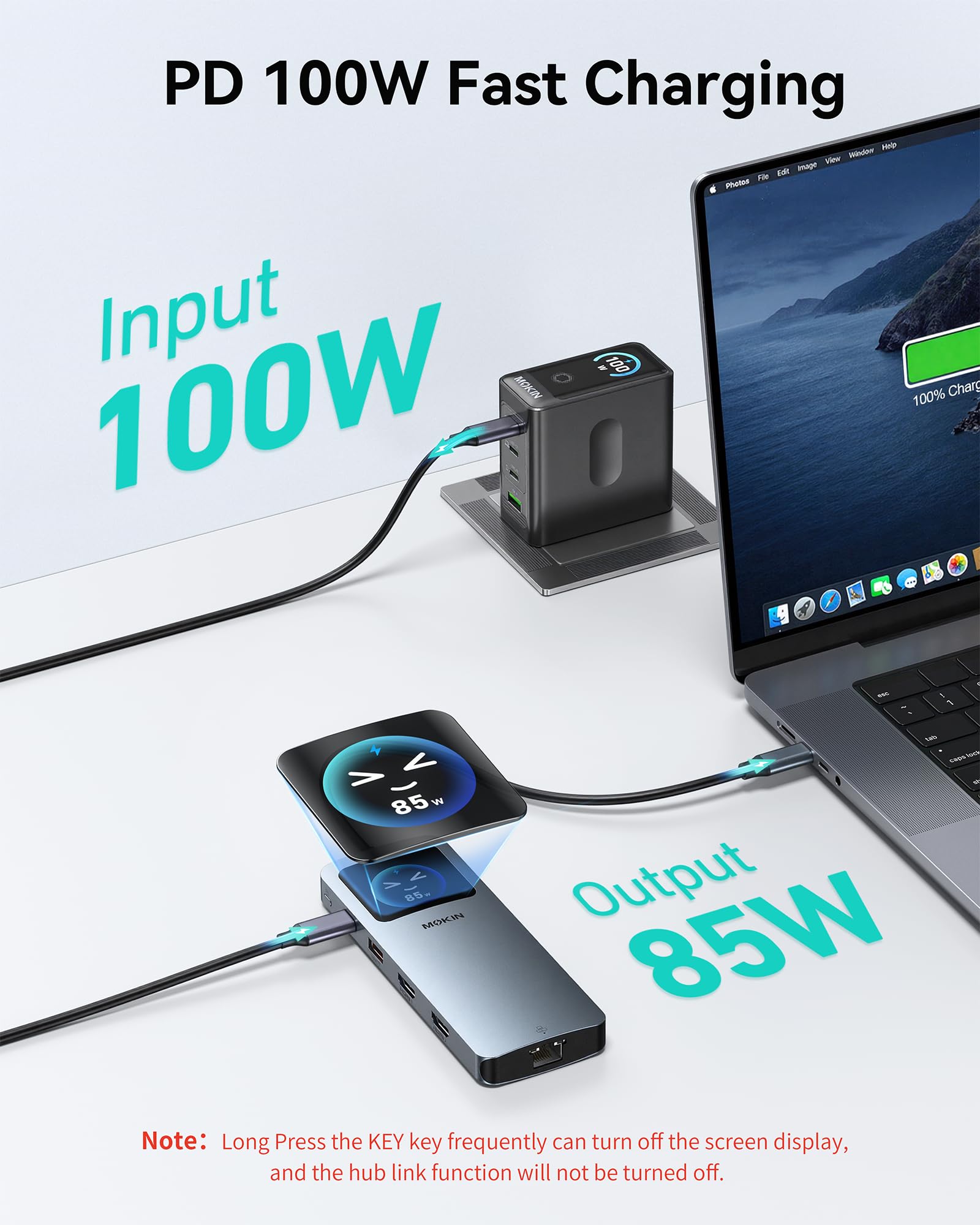 MOKiN Estación de acoplamiento LED, estación de acoplamiento 12 en 1 para laptop, monitor dual 8K a 30 Hz, estación de acoplamiento USB C con 2 HDMI, PD 100 W, LAN de 2500 Mbps, 5 puertos USB de 10