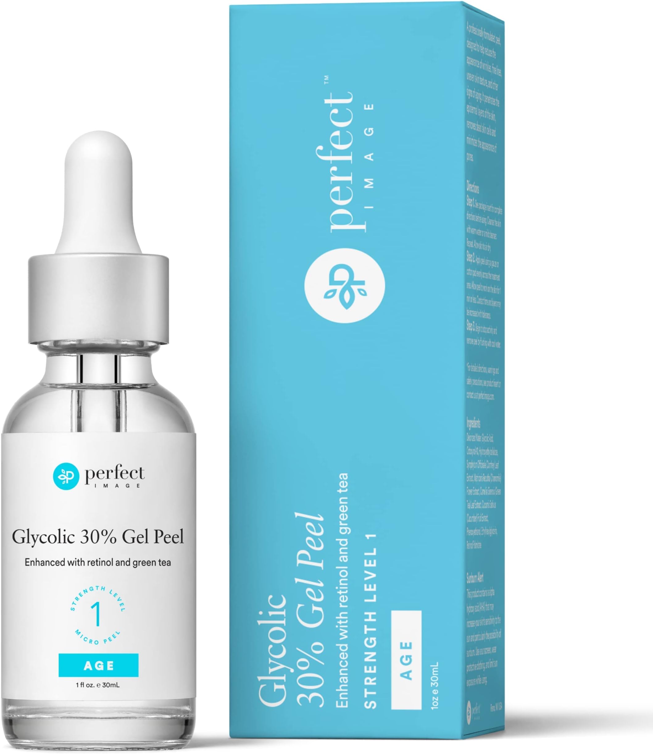 Glycolic Acid 30% Gel Peel - Enhanced with Retinol and Green Tea Extract (Professional Chemical Peel)- 1 fl oz 30mL