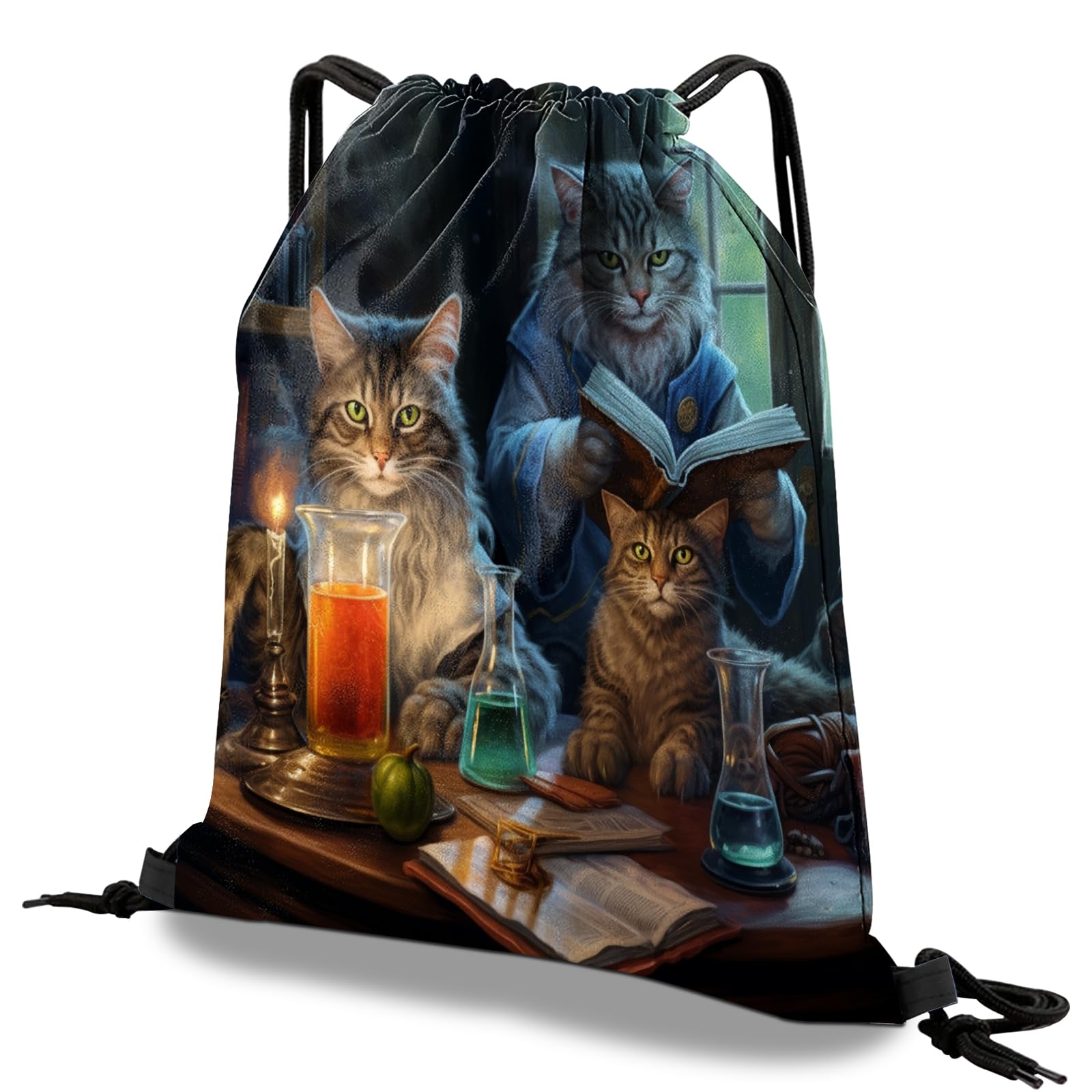 Deokke Drawstring Backpack Draw String Bag Waterproof for Sports Gym Beach Travel Cute Aesthetic Sackpack Men Women (13"×17") (S6-Cat) — image 1