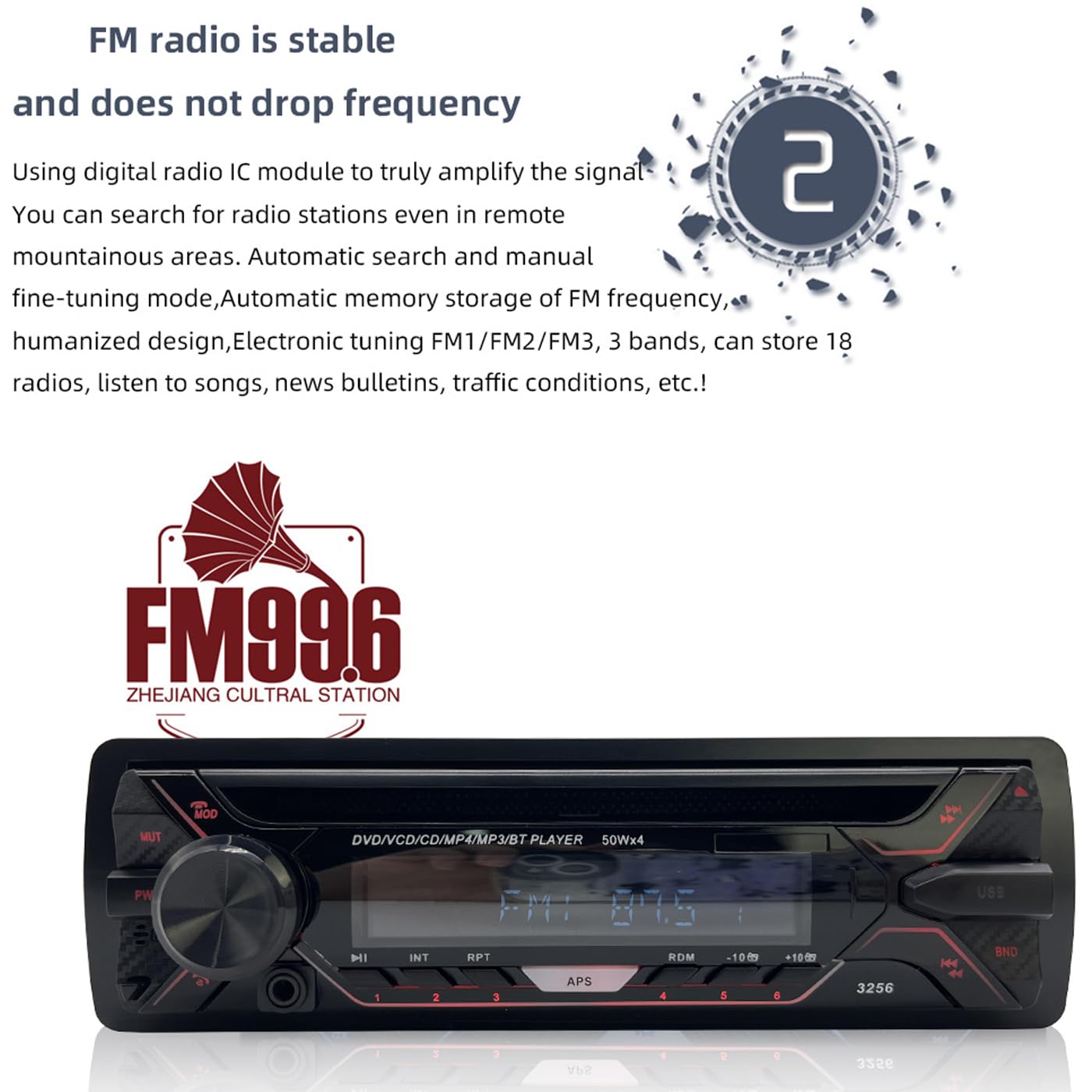 Radio de Coche 1 DIN Bluetooth MP3 estéreo Panel Desmontable Autoradio FM AUX IN USB Tarjeta SD DVD CD Reproductor de música