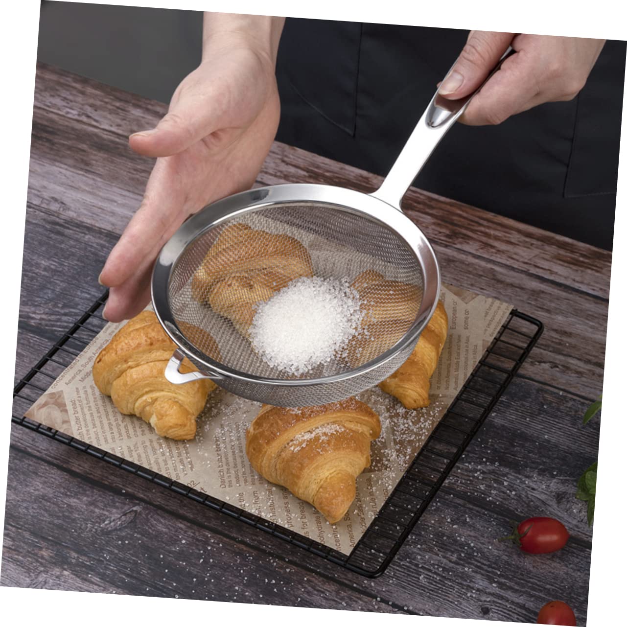 2-teiliges Edelstahl-Handmehlsieb-Set – Multifunktionales Küchensieb mit Maschensieb zum Backen – rundes Mehlsieb für präzises Filtern
