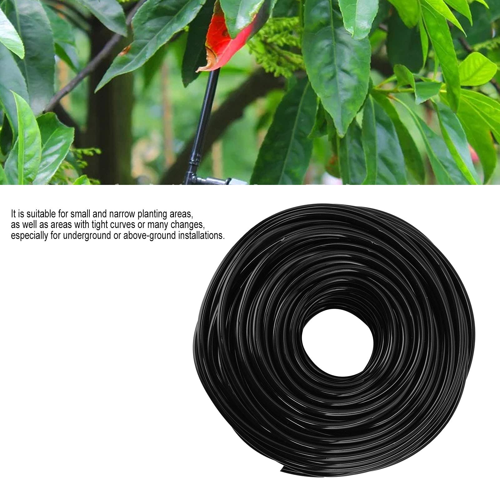 Aladeno Tuyau d'irrigation goutte à goutte en PVC noir 50 m pour jardin, parterre de fleurs, pelouse, agriculture, projet de brumisation