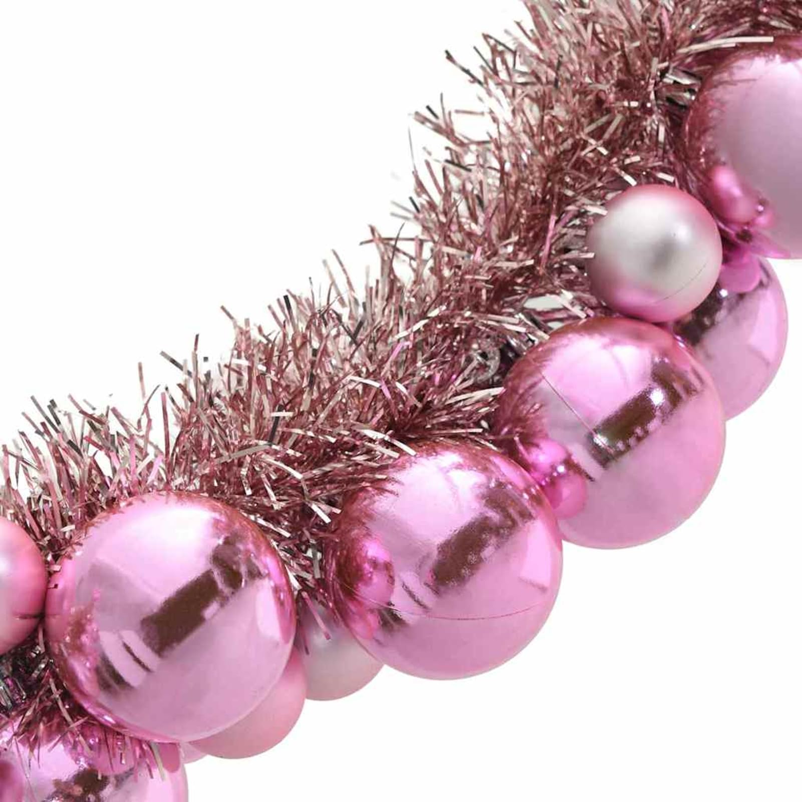 Gecheer Weihnachtskugelgirlande Rosa 186 cm Polystyrol, Weihnachtskugeln Set Kunststoff-Kugeln für Weihnachtsbaum Fenster Adventskranz Gartenparty Winterdekoration42019690