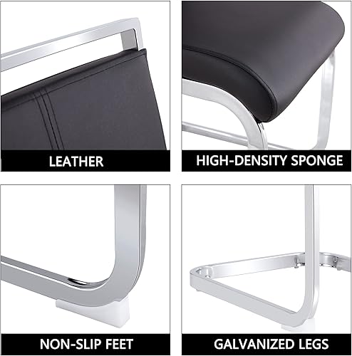 Miniatura 89 de Sillas de Comedor Modernas - Juego de 4 sillas para mesa de comedor, sillas de comedor blancas, patas cromadas plateadas para comedor, sillas de