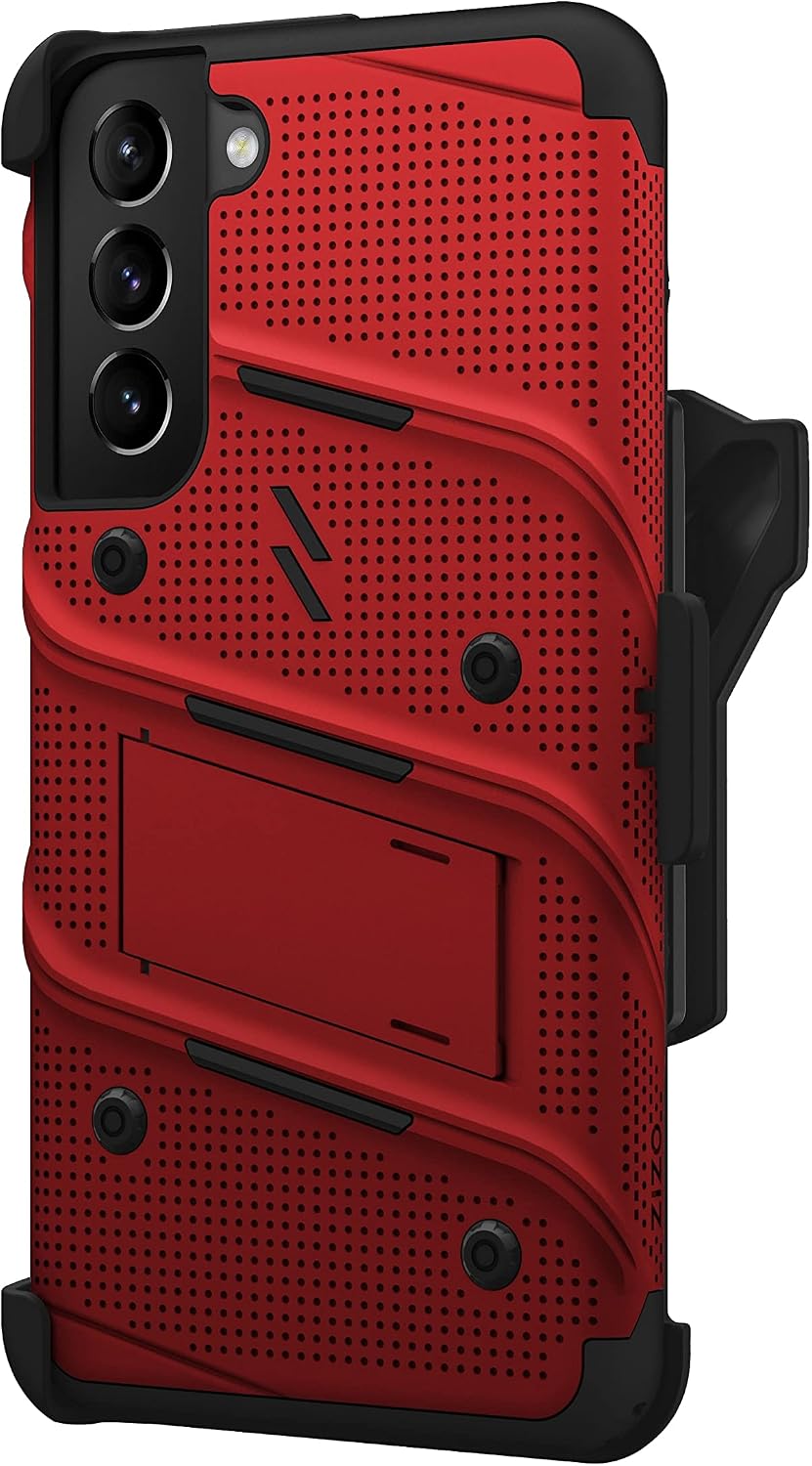ZIZO Bolt Bundle for Galaxy S22 Plus Case with Screen Protector Kickstand Holster Lanyard - Red