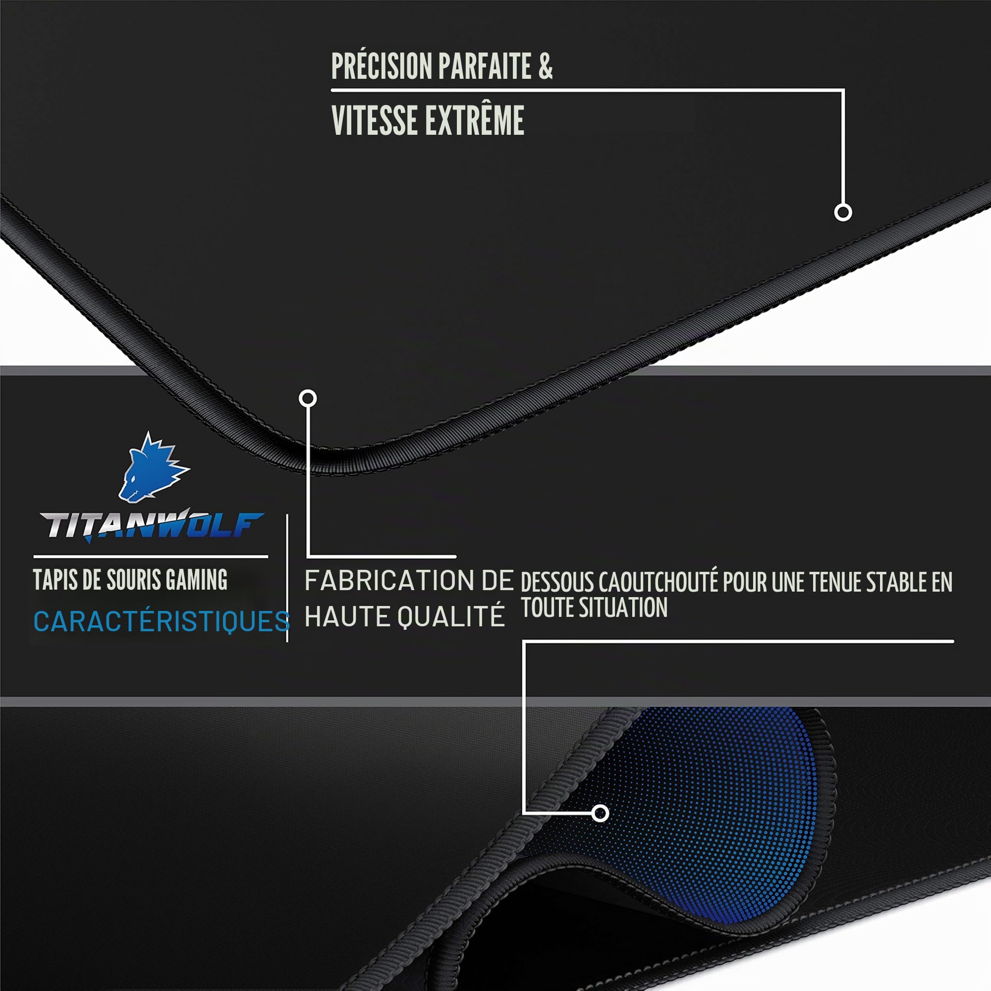 Titanwolf Tapis de Souris de Jeu en Titanwolf 1200 x 600 mm XXXL avec Motif sous-Main Grande Taille – Améliore la précision et la Vitesse XXL par Exemple pour Souris et Clavier Logitech