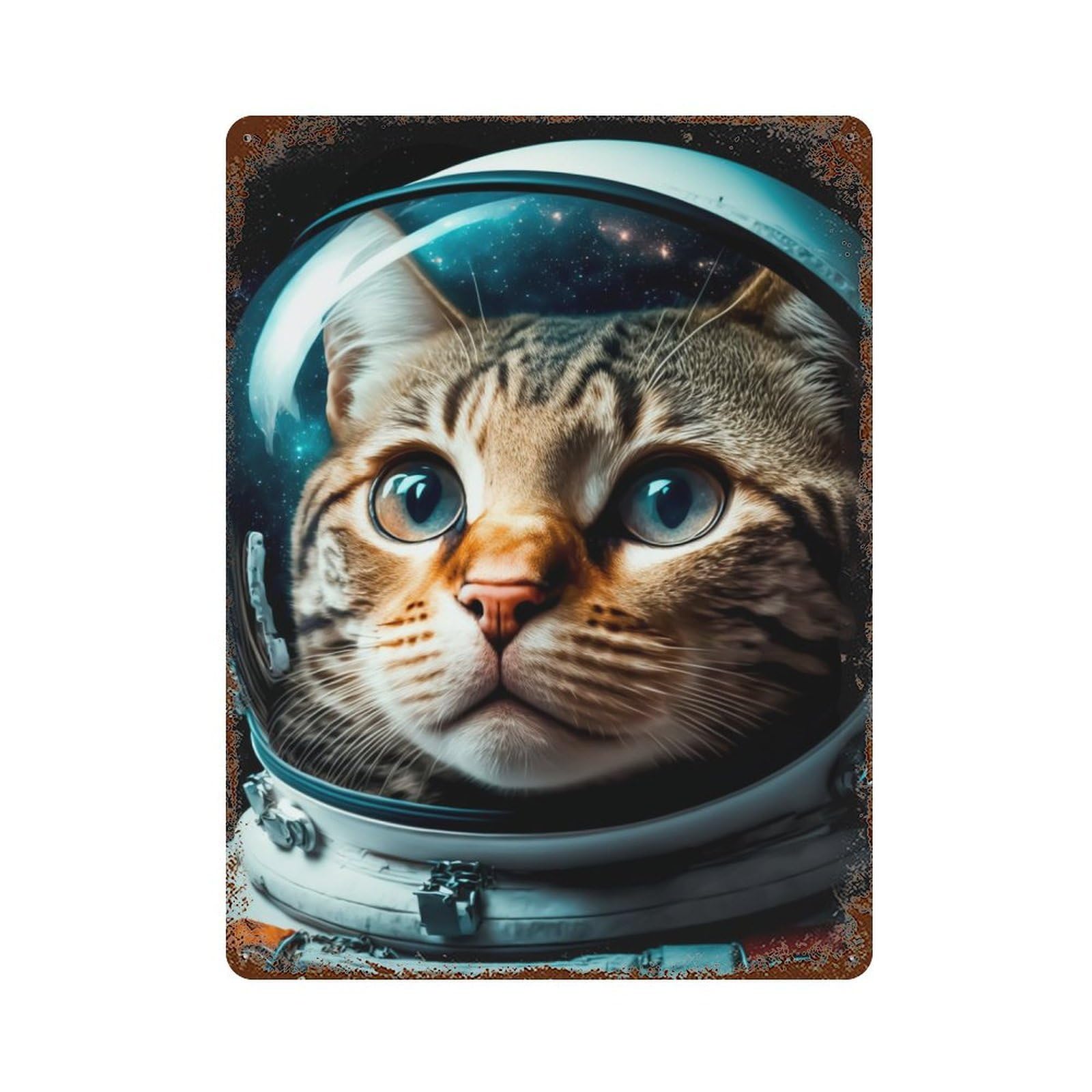 Cat Vintage Wall Sign 15.7"x11.8", Rust Effect Metal Decor for Cafe, Home Bar And Lounge Decor
