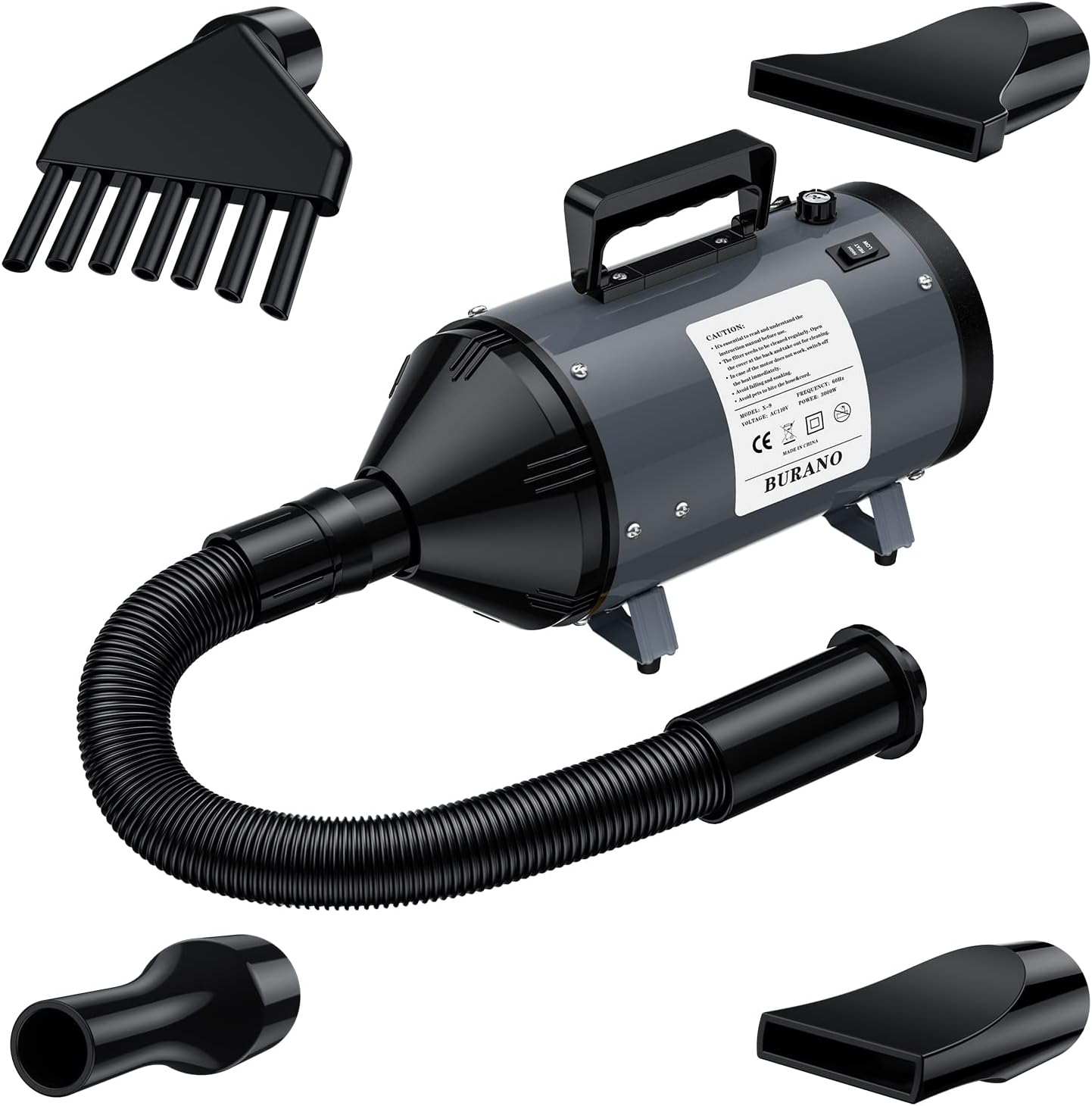 Burano Dog Dryer Stand, High Velocity Grooming Dryer Stand with Variable Air Speed and Heat