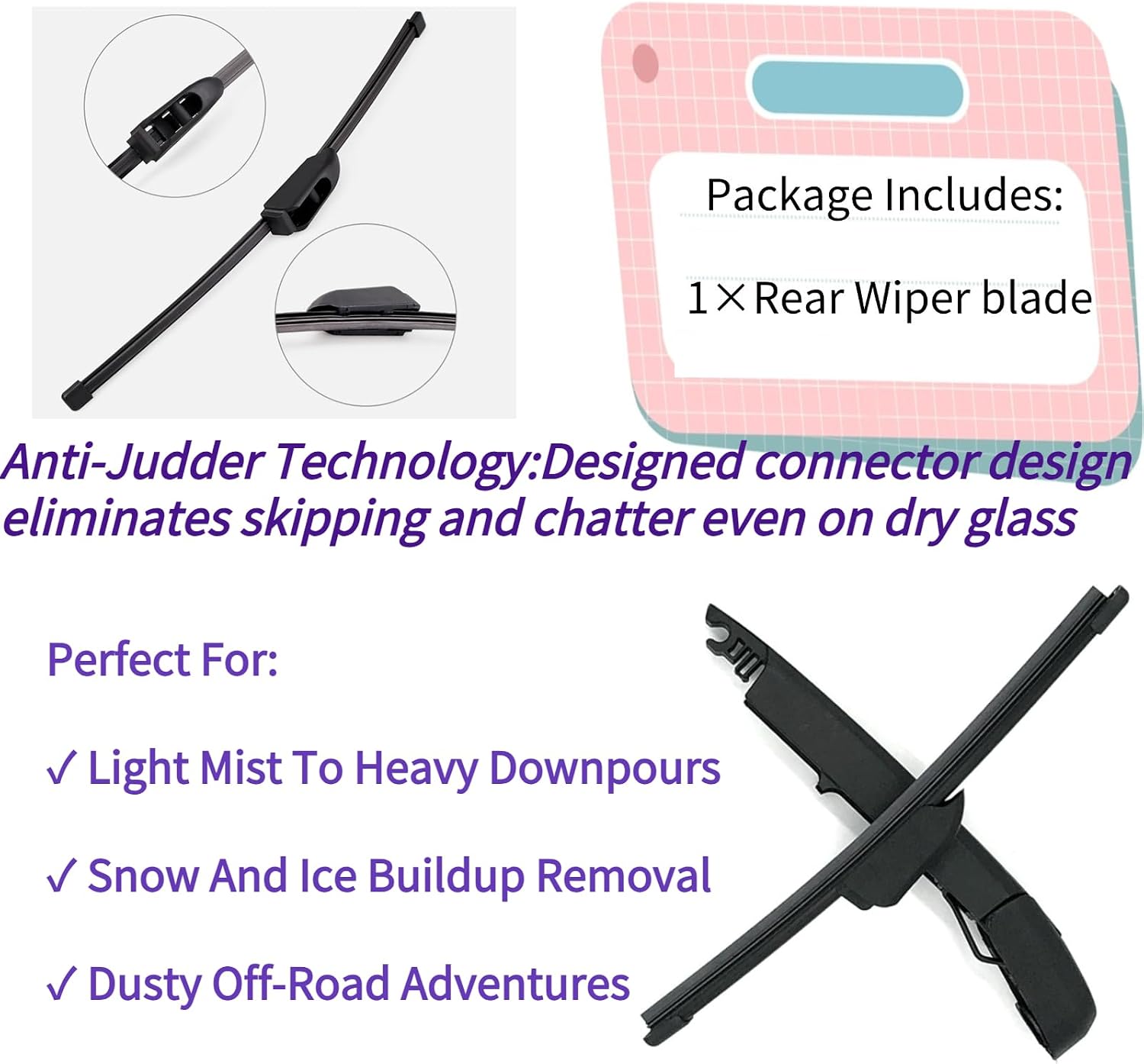 Rear Wiper Blade Replacement for Hyundai Veloster Hatchback 2019-2021 Exact Fit Base Premium Turbo R-Spec Ultimate Trims Rear Back Windshield Wiper Blade