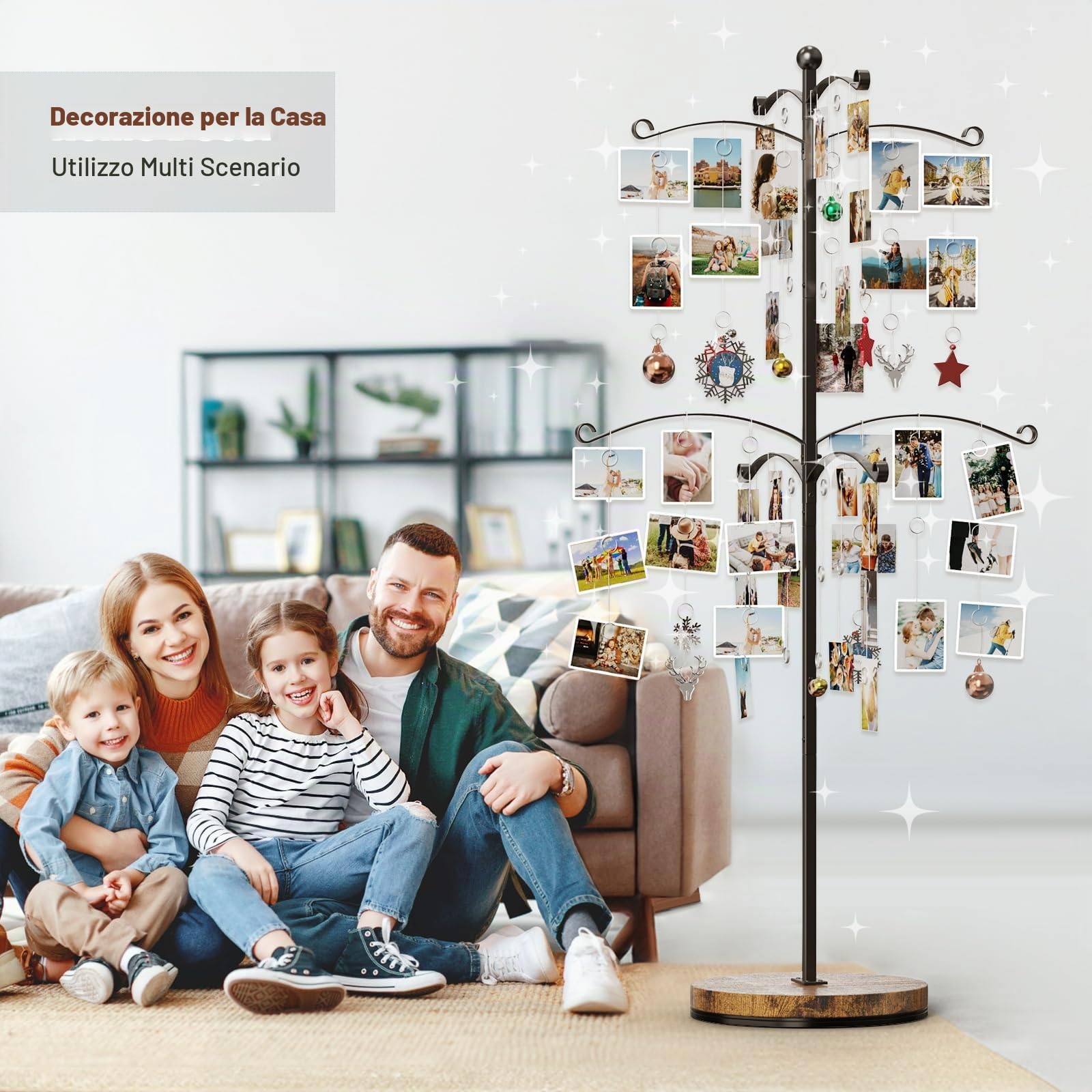 Albero per foto in metallo, 90 clip per cornici da 10 x 15 cm, 12 x 17 cm, da appendere e esporre biglietti regalo, versatile decorazione per la casa per collage