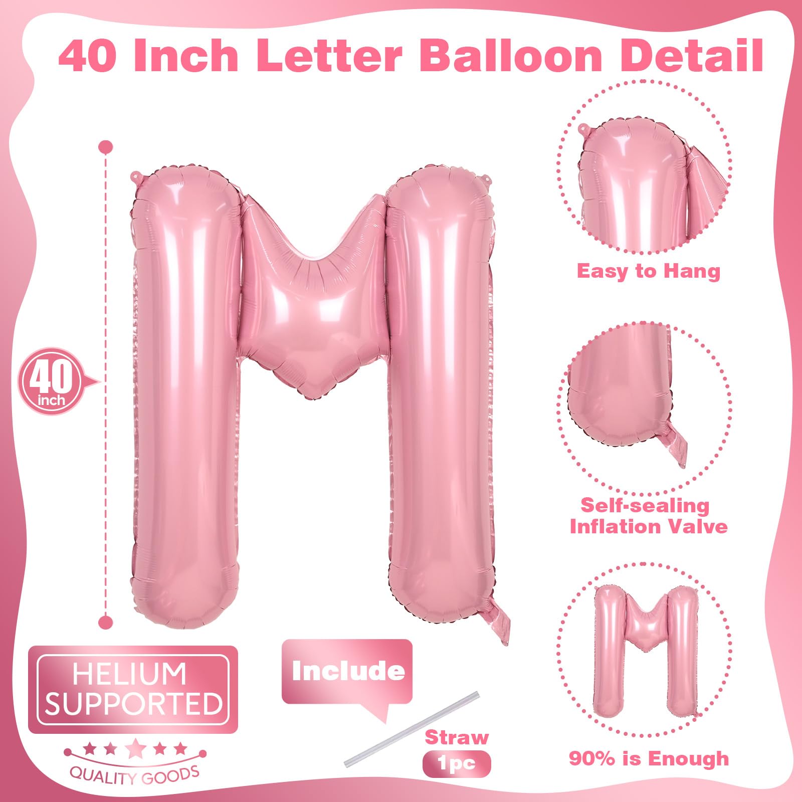 Amazon.com: 40 Inch Pastel Pink Letter Balloon, Giant Alphabet M