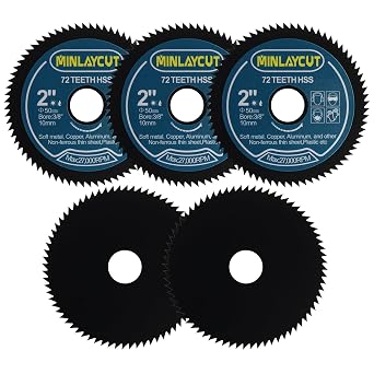 Circular Saw Blades 2 inch 50mm 5pcs 72T Cutting Disc for Copper Aluminum and Soft Metal 3/8"10mm Arbor